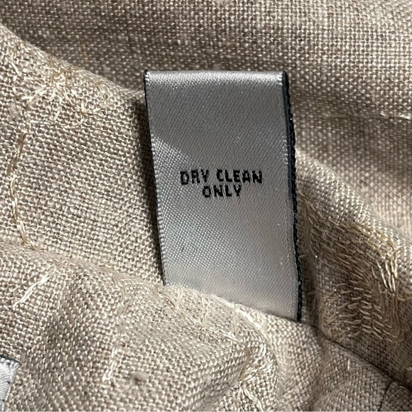 Amanda Smith Petites Pure Linen Jacket Blazer Beige Embroidered Size 12P - Picture 15 of 16